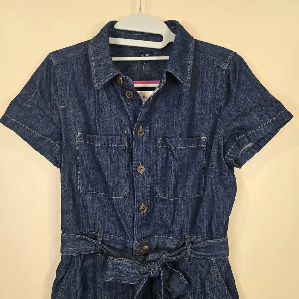 NEW NWT Women's J. Crew Denim Button Front Belted Shirt Dress | Size 2 - Picture 4 of 10
